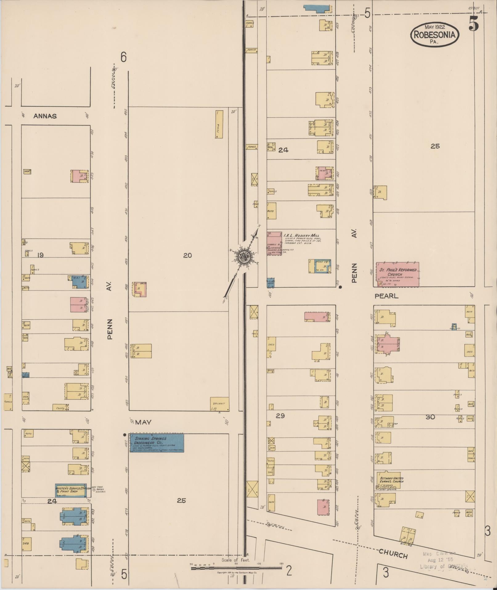 Sanborn Fire Insurance Map from Robesonia, Berks County, Pennsylvania (1922), Sheet #0005 - Complete Map Set gallery image, historic Sanborn map, vintage wall art, Pennsylvania Pennsylvania
