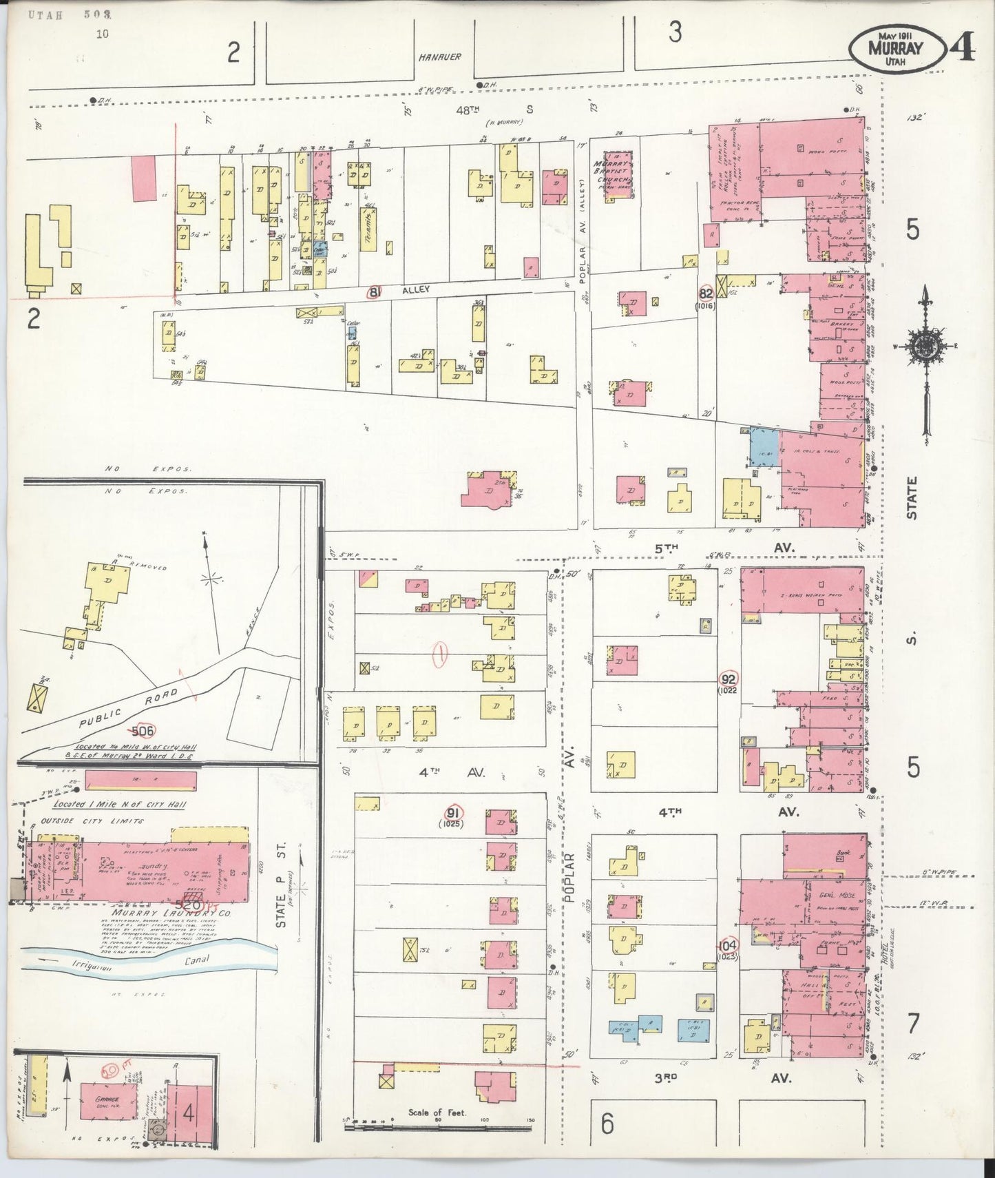 Sanborn Fire Insurance Map from Murray, Salt Lake County, Utah (1942), Sheet #0004 - Complete Map Set gallery image, historic Sanborn map, vintage wall art, Utah Utah