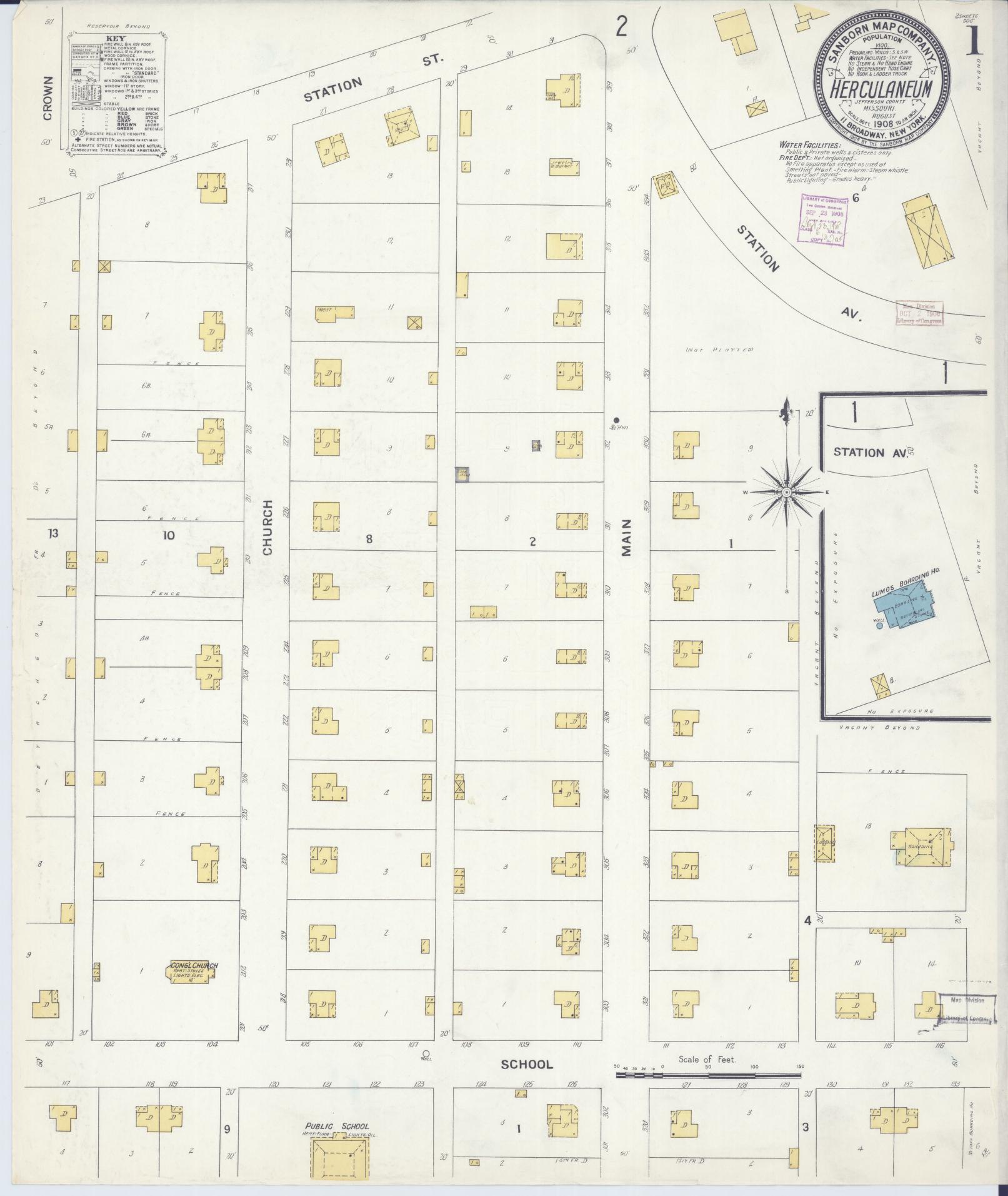 Sanborn Fire Insurance Map from Herculaneum, Jefferson County, Missouri. (1908) – Historic Sanborn Fire Insurance Map Print