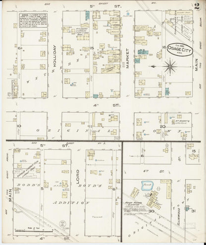 Sanborn Fire Insurance Map from Osage City, Osage County, Kansas (1885), Sheet #0002 - Complete Map Set gallery image, historic Sanborn map, vintage wall art, Kansas Kansas