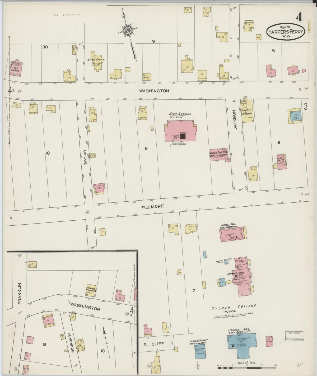 Sanborn Fire Insurance Map from Harpers Ferry, Jefferson County, West Virginia (1912), Sheet #0004 - Complete Map Set gallery image, historic Sanborn map, vintage wall art, West Virginia West Virginia