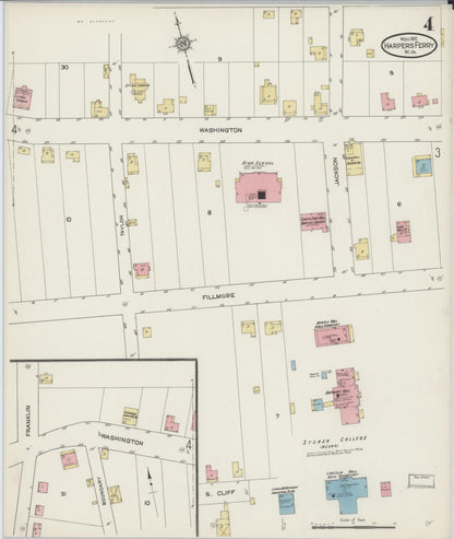 Sanborn Fire Insurance Map from Harpers Ferry, Jefferson County, West Virginia (1912), Sheet #0004 - Complete Map Set gallery image, historic Sanborn map, vintage wall art, West Virginia West Virginia