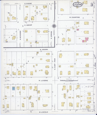 Sanborn Fire Insurance Map from Luverne, Rock County, Minnesota (1921), Sheet #0003 - Historic Sanborn Fire Insurance Map Print, vintage old map wall art, antique decor, genealogy gift, Minnesota Minnesota map