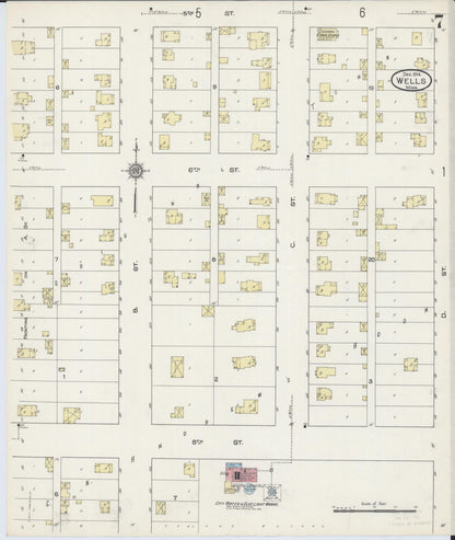 Sanborn Fire Insurance Map from Wells, Faribault County, Minnesota (1914), Sheet #0007 - Complete Map Set gallery image, historic Sanborn map, vintage wall art, Minnesota Minnesota