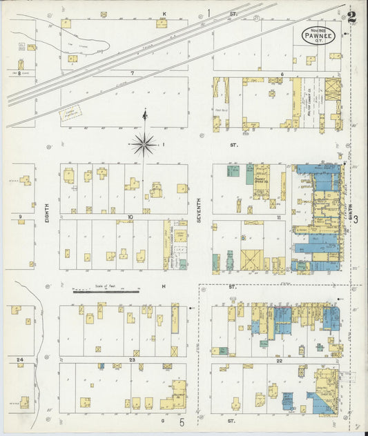 Sanborn Fire Insurance Map from Pawnee, Pawnee County, Oklahoma (1903), Sheet #0002 - Historic Sanborn Fire Insurance Map Print, vintage old map wall art, antique decor, genealogy gift, Oklahoma Oklahoma map