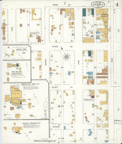 Sanborn Fire Insurance Map from Goldfield, Esmeralda County, Nevada (1906), Sheet #0004 - Complete Map Set gallery image, historic Sanborn map, vintage wall art, Nevada Nevada