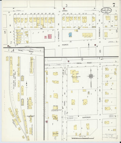 Sanborn Fire Insurance Map from Eveleth, Saint Louis County, Minnesota (1912), Sheet #0007 - Historic Sanborn Fire Insurance Map Print, vintage old map wall art, antique decor, genealogy gift, Minnesota Minnesota map
