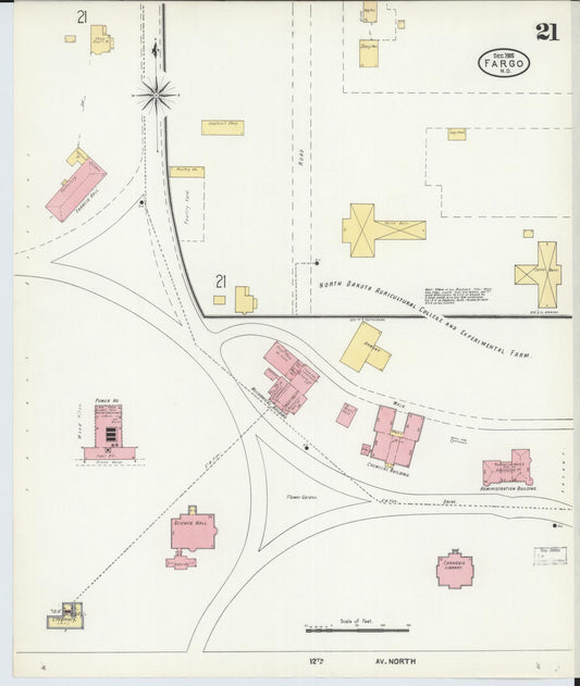 Sanborn Fire Insurance Map from Fargo, Cass County, North Dakota (1905), Sheet #0021 - Historic Sanborn Fire Insurance Map Print, vintage old map wall art, antique decor, genealogy gift, North Dakota North Dakota map