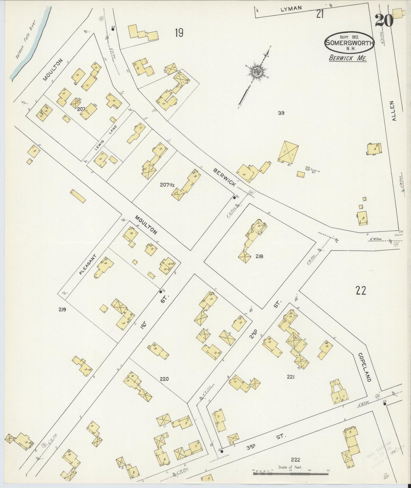 Sanborn Fire Insurance Map from Somersworth, Strafford County, New Hampshire (1912), Sheet #0020 - Complete Map Set gallery image, historic Sanborn map, vintage wall art, Maine Maine