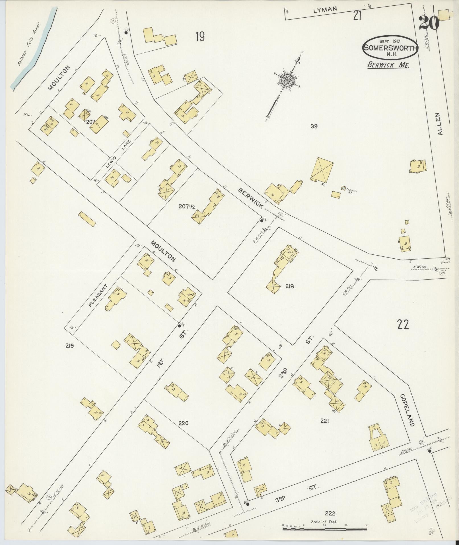 Sanborn Fire Insurance Map from Somersworth, Strafford County, New Hampshire (1912), Sheet #0020 - Complete Map Set gallery image, historic Sanborn map, vintage wall art, Maine Maine