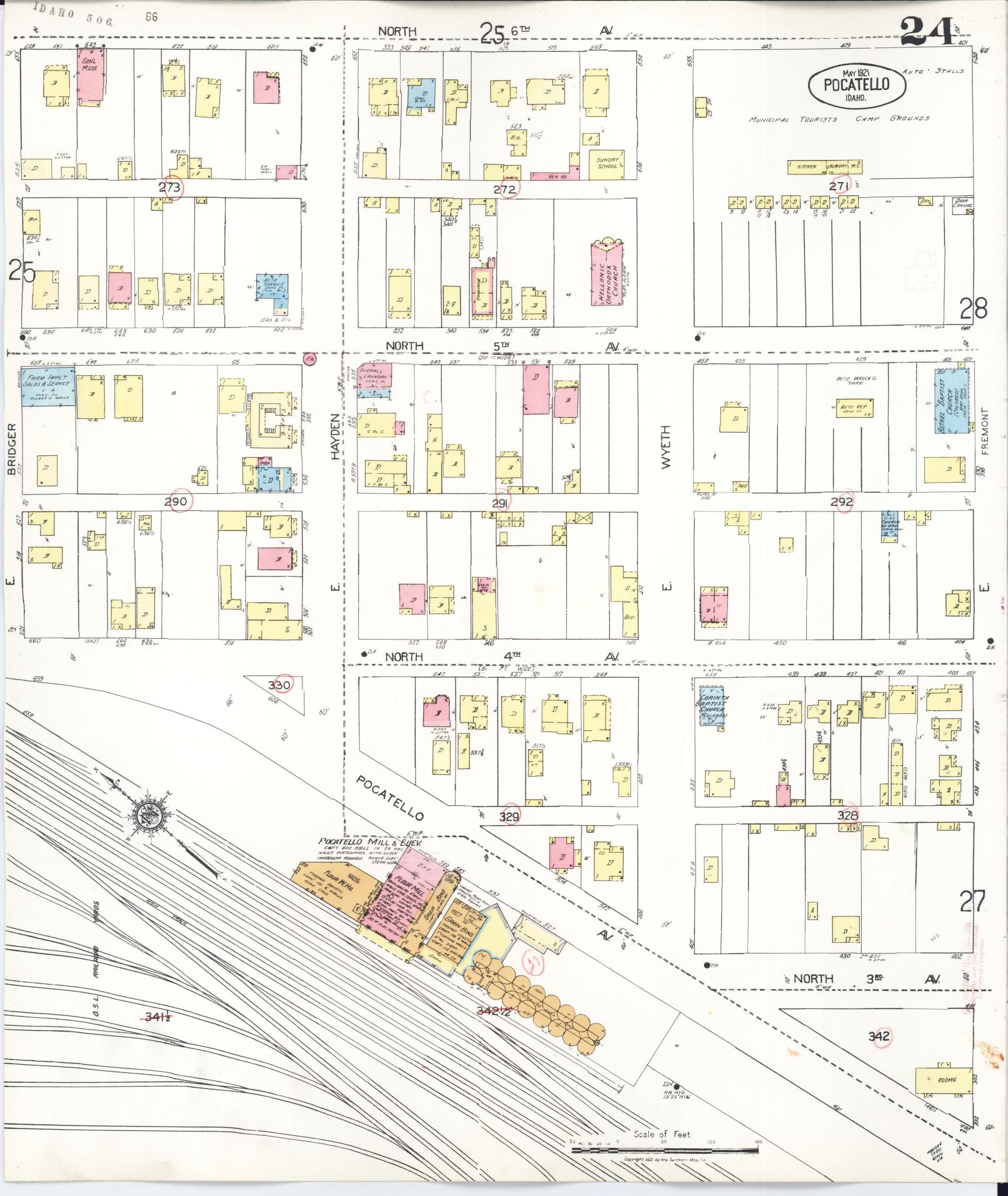 Sanborn Fire Insurance Map from Pocatello, Bannock County, Idaho (1948), Sheet #0024 - Complete Map Set gallery image, historic Sanborn map, vintage wall art, Idaho Idaho