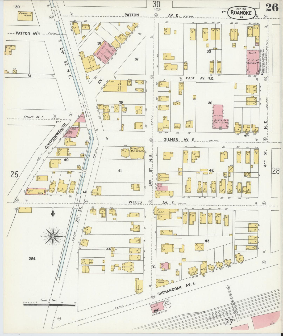 Sanborn Fire Insurance Map from Roanoke, Independent Cities, Virginia (1903), Sheet #0026 - Complete Map Set gallery image, historic Sanborn map, vintage wall art, Virginia Virginia