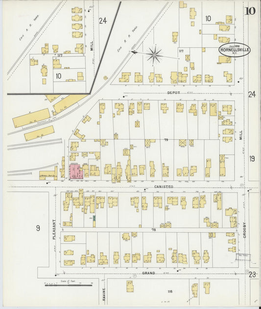 Sanborn Fire Insurance Map from Hornell, Steuben County, New York (1898), Sheet #0010 - Historic Sanborn Fire Insurance Map Print, vintage old map wall art, antique decor, genealogy gift, New York New York map