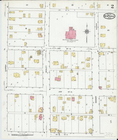 Sanborn Fire Insurance Map from New Prague, Scott And Le Sueur, Minnesota (1919), Sheet #0002 - Historic Sanborn Fire Insurance Map Print, vintage old map wall art, antique decor, genealogy gift, Minnesota Minnesota map