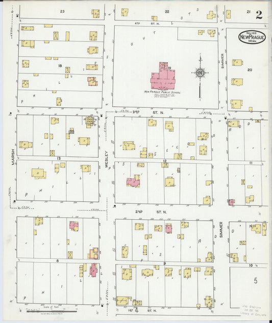 Sanborn Fire Insurance Map from New Prague, Scott And Le Sueur, Minnesota (1919), Sheet #0002 - Historic Sanborn Fire Insurance Map Print, vintage old map wall art, antique decor, genealogy gift, Minnesota Minnesota map