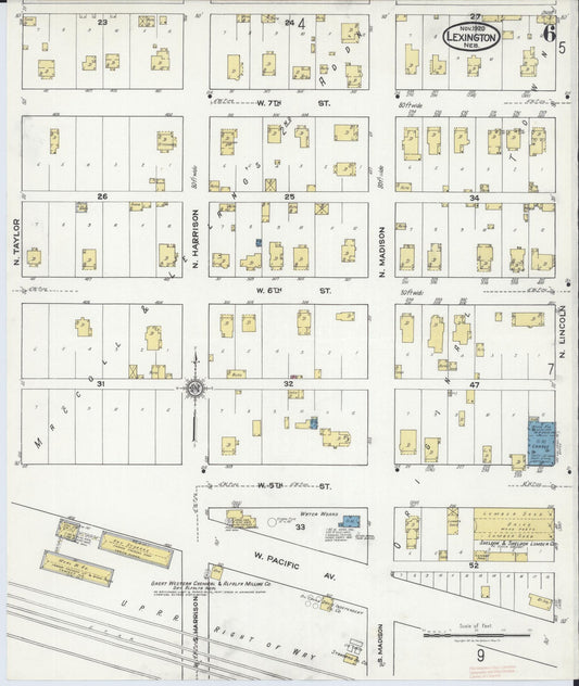 Sanborn Fire Insurance Map from Lexington, Dawson County, Nebraska (1920), Sheet #0006 - Historic Sanborn Fire Insurance Map Print, vintage old map wall art, antique decor, genealogy gift, Nebraska Nebraska map