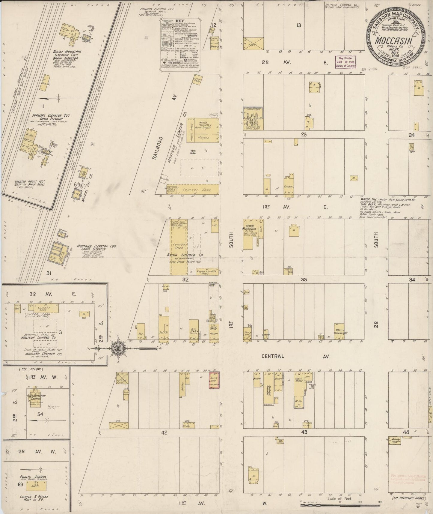 Sanborn Fire Insurance Map from Moccasin, Judith Basin County, Montana. (1916) – Historic Sanborn Fire Insurance Map Print