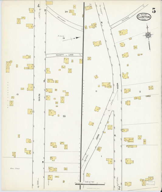Sanborn Fire Insurance Map from Clinton, Middlesex County, Connecticut (1917), Sheet #0005 - Historic Sanborn Fire Insurance Map Print, vintage old map wall art, antique decor, genealogy gift, Connecticut Connecticut map