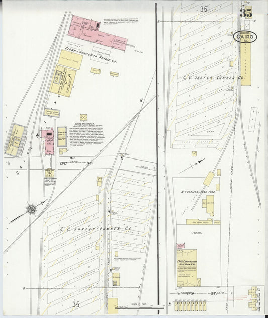 Sanborn Fire Insurance Map from Cairo, Alexander County, Illinois (1914), Sheet #0035 - Historic Sanborn Fire Insurance Map Print, vintage old map wall art, antique decor, genealogy gift, Illinois Illinois map