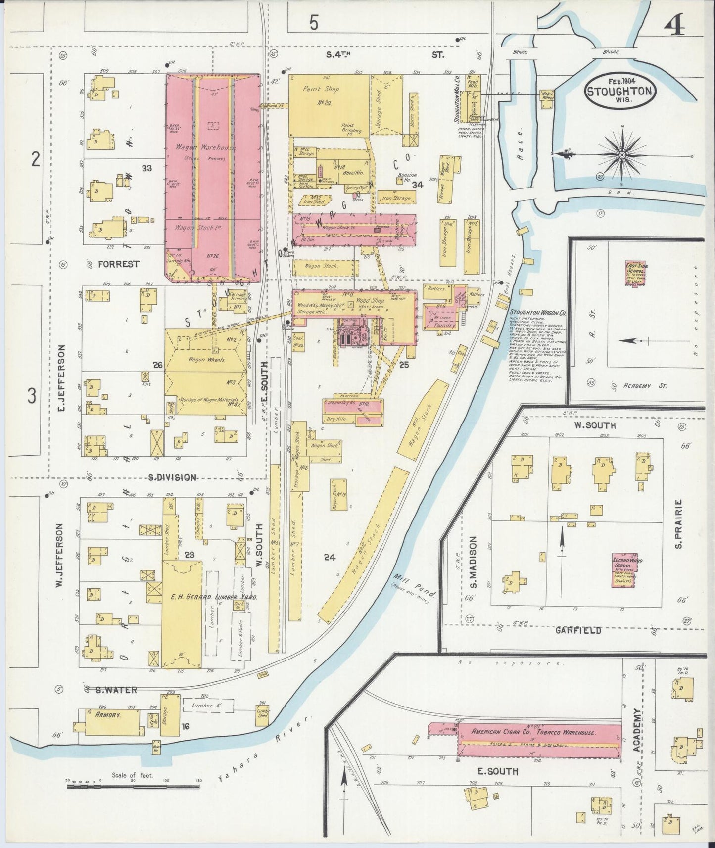 Sanborn Fire Insurance Map from Stoughton, Dane County, Wisconsin (1904), Sheet #0004 - Complete Map Set gallery image, historic Sanborn map, vintage wall art, Wisconsin Wisconsin