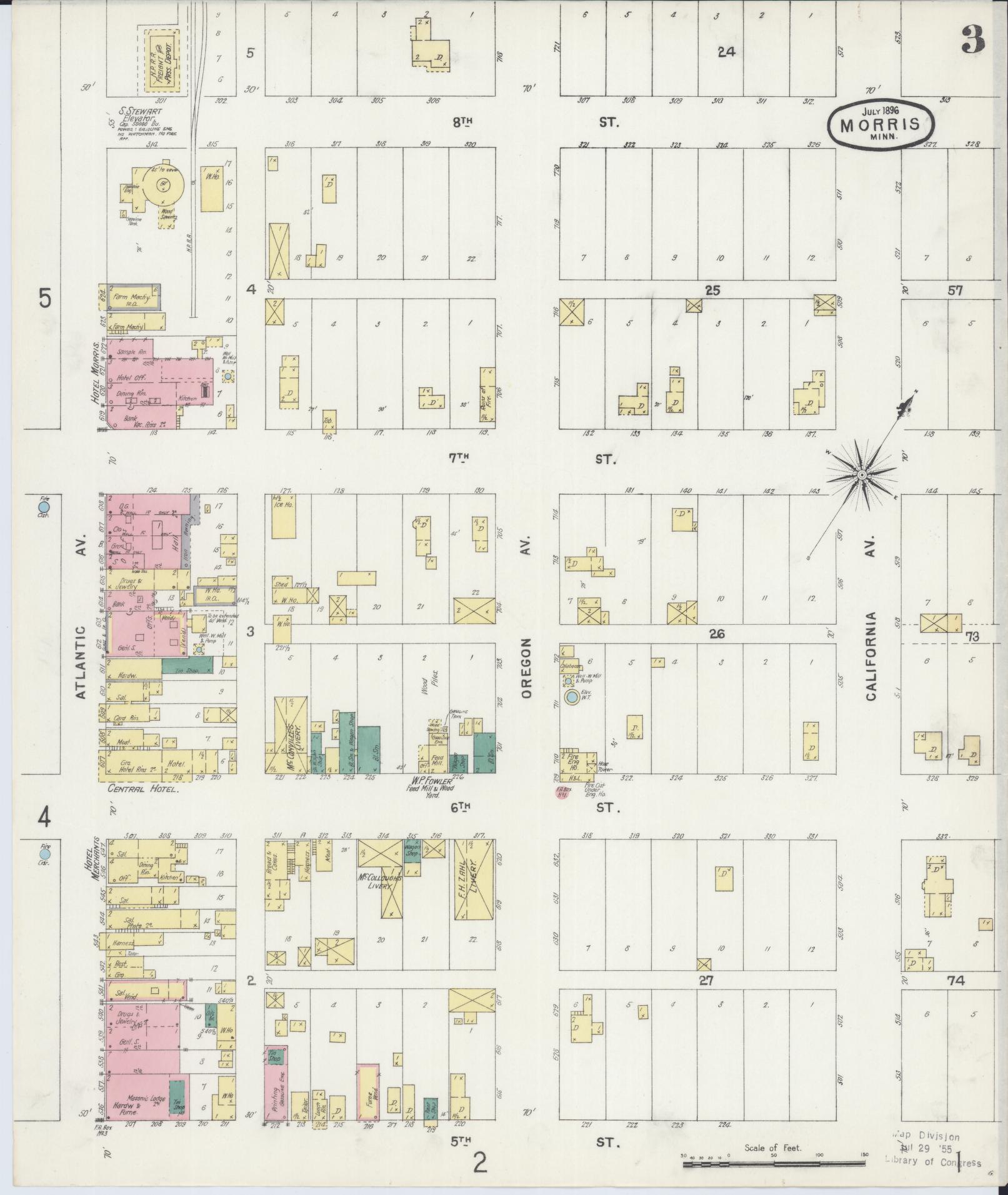 Sanborn Fire Insurance Map from Morris, Stevens County, Minnesota (1896), Sheet #0003 - Historic Sanborn Fire Insurance Map Print, vintage old map wall art, antique decor, genealogy gift, Minnesota Minnesota map