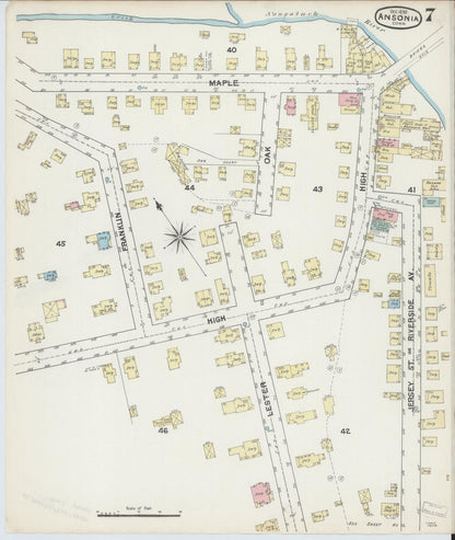 Sanborn Fire Insurance Map from Ansonia, New Haven County, Connecticut (1890), Sheet #0007 - Complete Map Set gallery image, historic Sanborn map, vintage wall art, Connecticut Connecticut