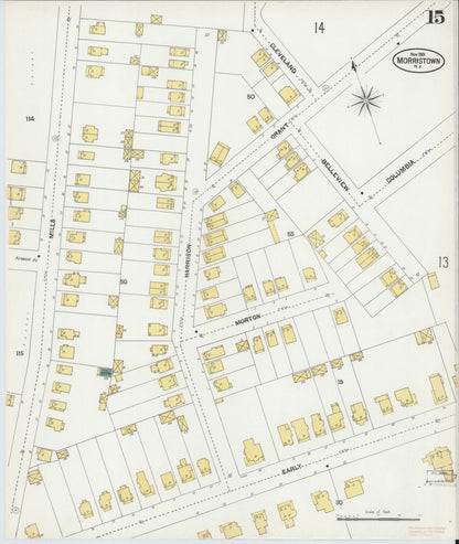 Sanborn Fire Insurance Map from Morristown, Morris County, New Jersey (1901), Sheet #0015 - Complete Map Set gallery image, historic Sanborn map, vintage wall art, New Jersey New Jersey
