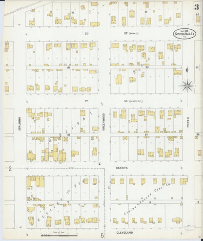 Sanborn Fire Insurance Map from Spring Valley, Bureau County, Illinois (1899), Sheet #0003 - Complete Map Set gallery image, historic Sanborn map, vintage wall art, Illinois Illinois