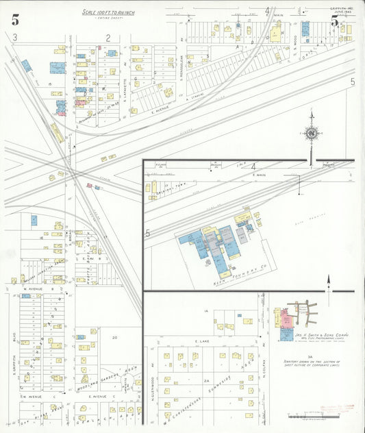 Sanborn Fire Insurance Map from Griffith, Lake County, Indiana (1943), Sheet #0005 - Historic Sanborn Fire Insurance Map Print, vintage old map wall art, antique decor, genealogy gift, Indiana Indiana map