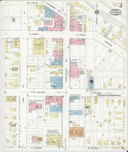 Sanborn Fire Insurance Map from Detroit Lakes, Becker County, Minnesota (1914), Sheet #0004 - Complete Map Set gallery image, historic Sanborn map, vintage wall art, Minnesota Minnesota