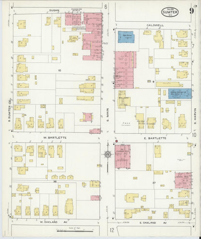 Sanborn Fire Insurance Map from Sumter, Sumter County, South Carolina (1915), Sheet #0009 - Complete Map Set gallery image, historic Sanborn map, vintage wall art, South Carolina South Carolina