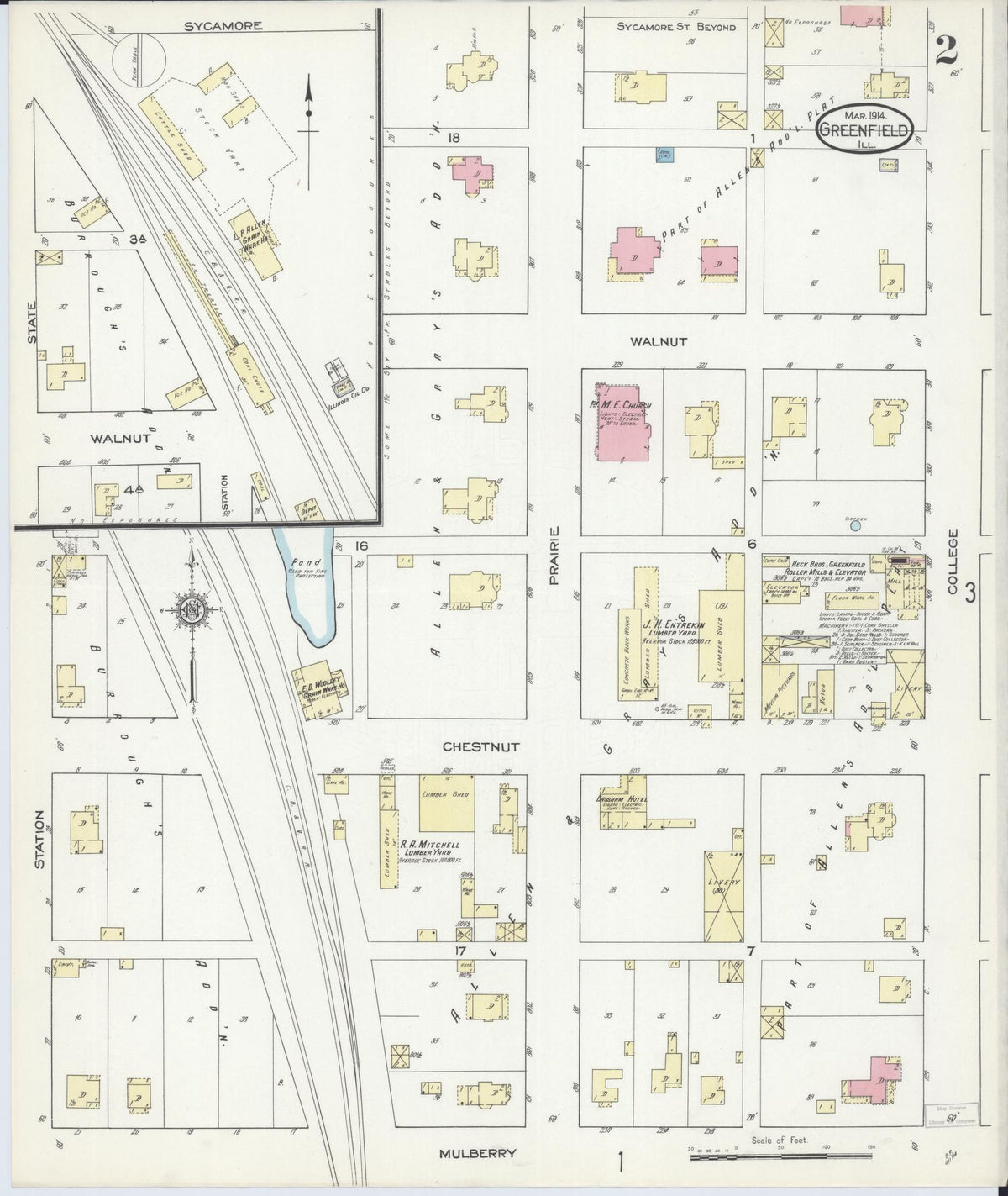 Sanborn Fire Insurance Map from Greenfield, Greene County, Illinois (1914), Sheet #0002 - Complete Map Set gallery image, historic Sanborn map, vintage wall art, Illinois Illinois