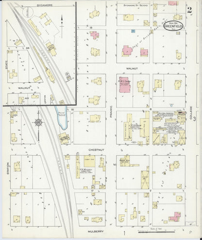 Sanborn Fire Insurance Map from Greenfield, Greene County, Illinois (1914), Sheet #0002 - Complete Map Set gallery image, historic Sanborn map, vintage wall art, Illinois Illinois