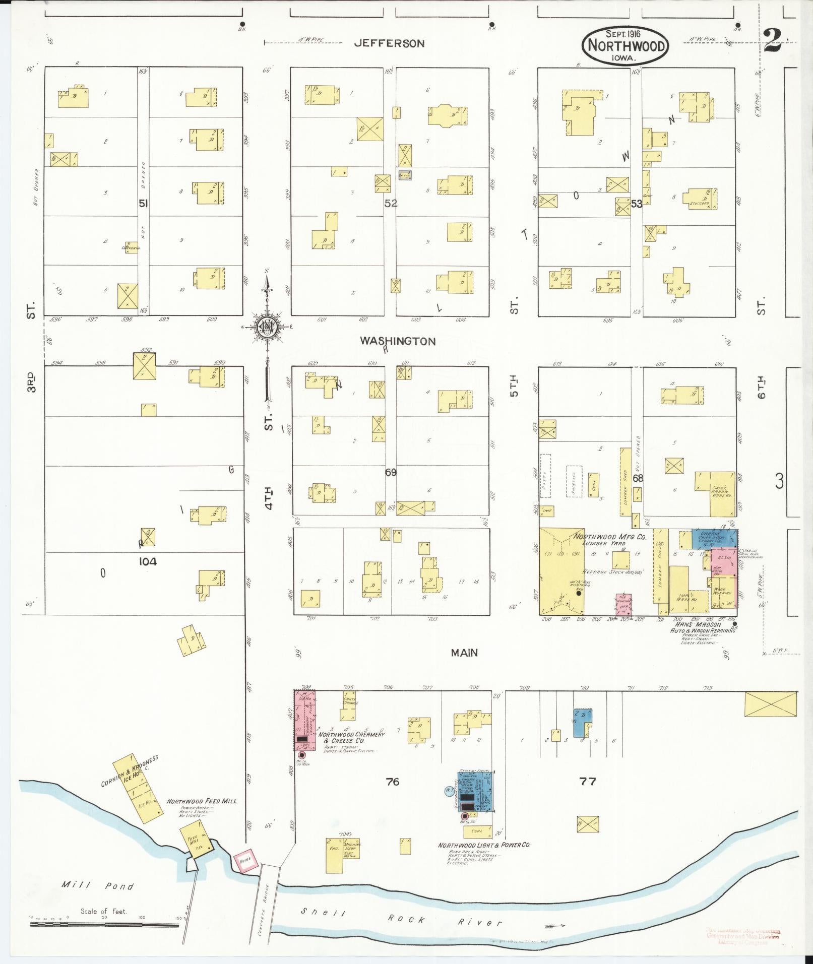 Sanborn Fire Insurance Map from Northwood, Worth County, Iowa (1916), Sheet #0002 - Historic Sanborn Fire Insurance Map Print