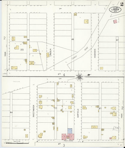Sanborn Fire Insurance Map from Lander, Fremont County, Wyoming (1907), Sheet #0002 - Complete Map Set gallery image, historic Sanborn map, vintage wall art, Wyoming Wyoming