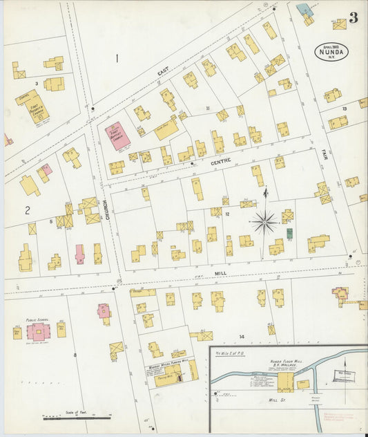 Sanborn Fire Insurance Map from Nunda, Livingston County, New York (1903), Sheet #0003 - Historic Sanborn Fire Insurance Map Print, vintage old map wall art, antique decor, genealogy gift, New York New York map