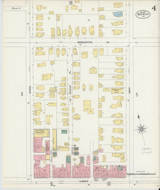 Sanborn Fire Insurance Map from Batavia, Genesee County, New York (1901), Sheet #0004 - Historic Sanborn Fire Insurance Map Print, vintage old map wall art, antique decor, genealogy gift, New York New York map