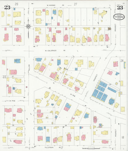 Sanborn Fire Insurance Map from Trinidad, Las Animas County, Colorado (1930), Sheet #0023 - Complete Map Set gallery image, historic Sanborn map, vintage wall art, Colorado Colorado