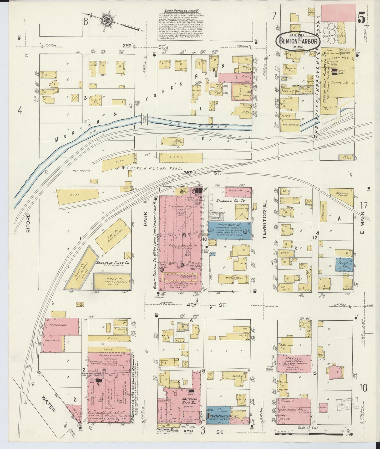 Sanborn Fire Insurance Map from Benton Harbor, Berrien County, Michigan (1917), Sheet #0005 - Complete Map Set gallery image, historic Sanborn map, vintage wall art, Michigan Michigan
