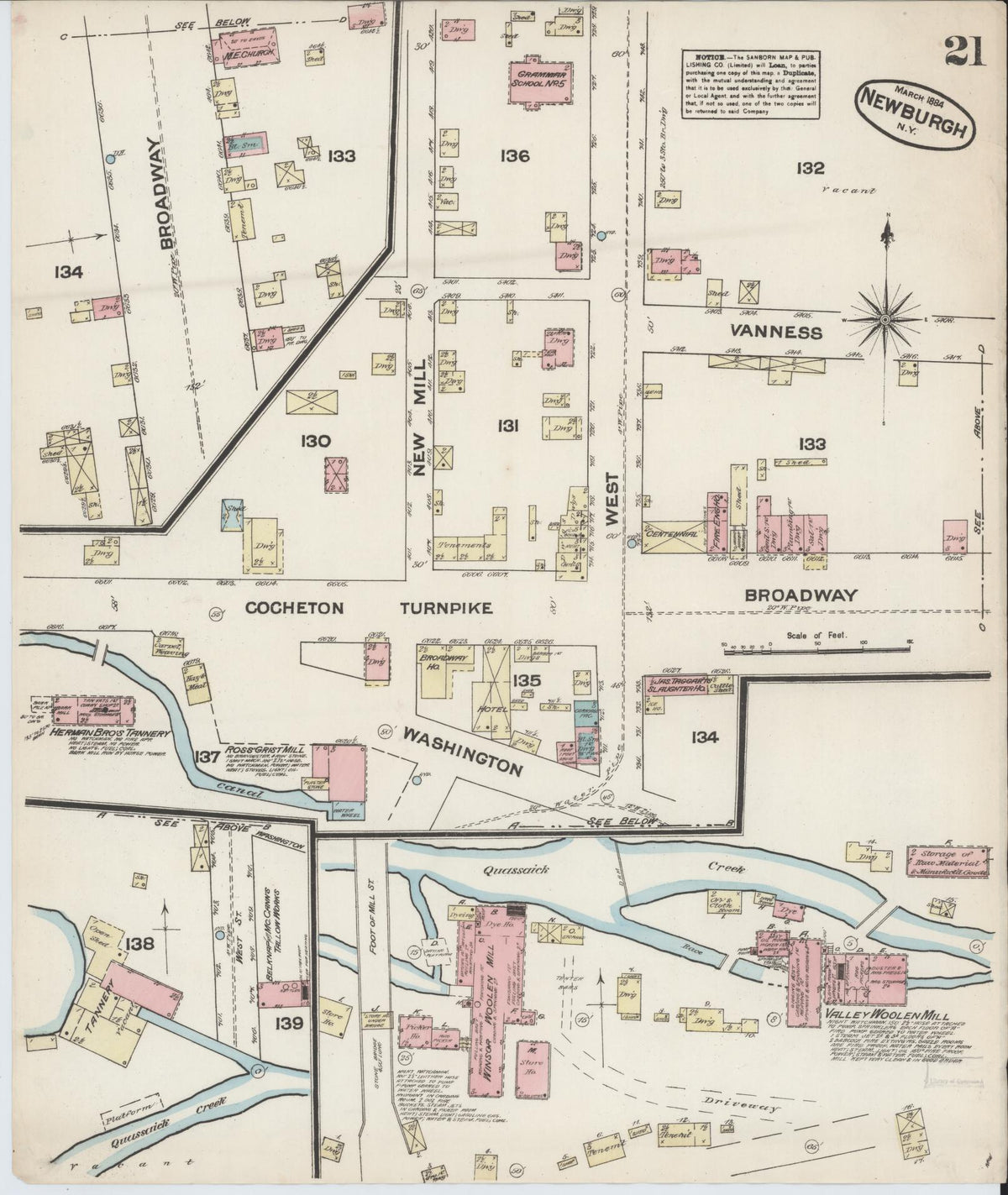 Sanborn Fire Insurance Map from Newburgh, Orange County, New York (1884), Sheet #0021 - Complete Map Set gallery image, historic Sanborn map, vintage wall art, New York New York