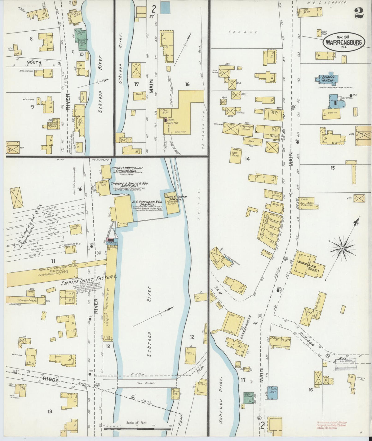 Sanborn Fire Insurance Map from Warrensburg, Warren County, New York (1901), Sheet #0002 - Complete Map Set gallery image, historic Sanborn map, vintage wall art, New York New York