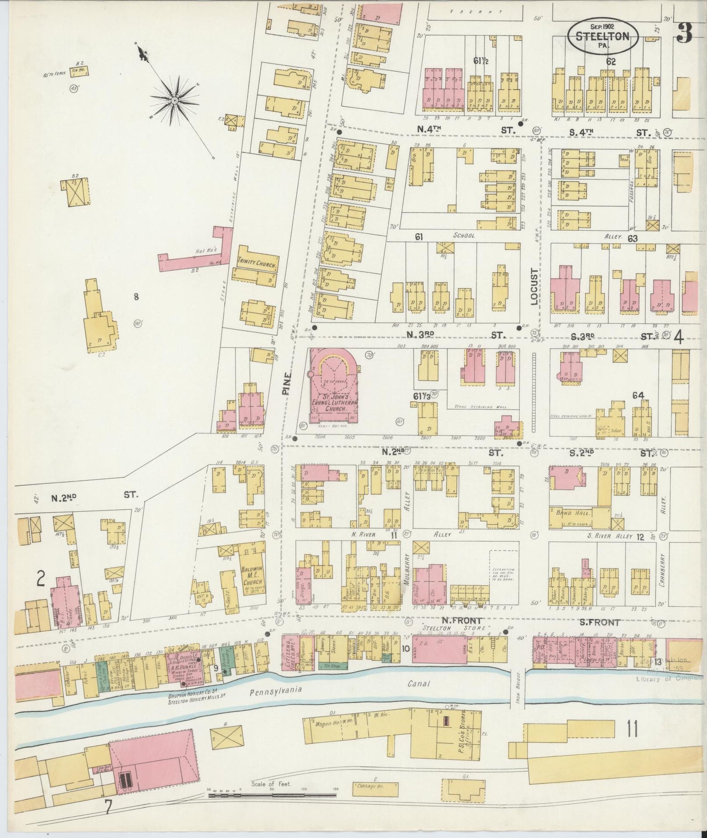 Sanborn Fire Insurance Map from Steelton, Dauphin County, Pennsylvania (1902), Sheet #0003 - Complete Map Set gallery image, historic Sanborn map, vintage wall art, Pennsylvania Pennsylvania