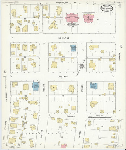 Sanborn Fire Insurance Map from Navasota, Grimes County, Texas (1912), Sheet #0007 - Complete Map Set gallery image, historic Sanborn map, vintage wall art, Texas Texas