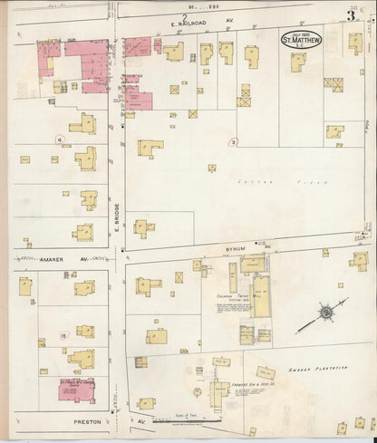 Sanborn Fire Insurance Map from Saint Matthews, Calhoun County, South Carolina (1935), Sheet #0003 - Complete Map Set gallery image, historic Sanborn map, vintage wall art, South Carolina South Carolina