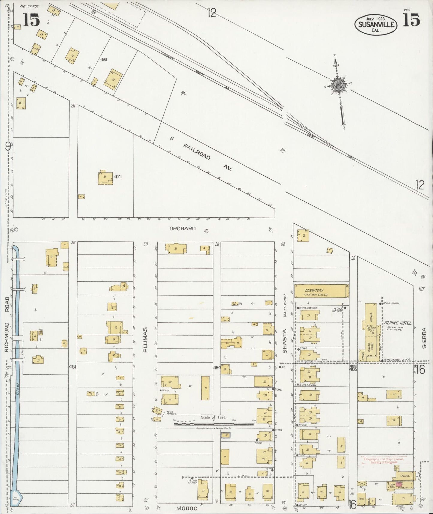Sanborn Fire Insurance Map from Susanville, Lassen County, California (1923), Sheet #0015 - Complete Map Set gallery image, historic Sanborn map, vintage wall art, California California