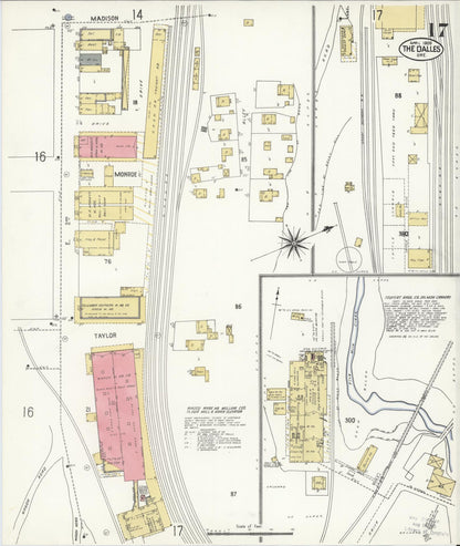 Sanborn Fire Insurance Map from The Dalles, Wasco County, Oregon (1909), Sheet #0017 - Complete Map Set gallery image, historic Sanborn map, vintage wall art, Oregon Oregon