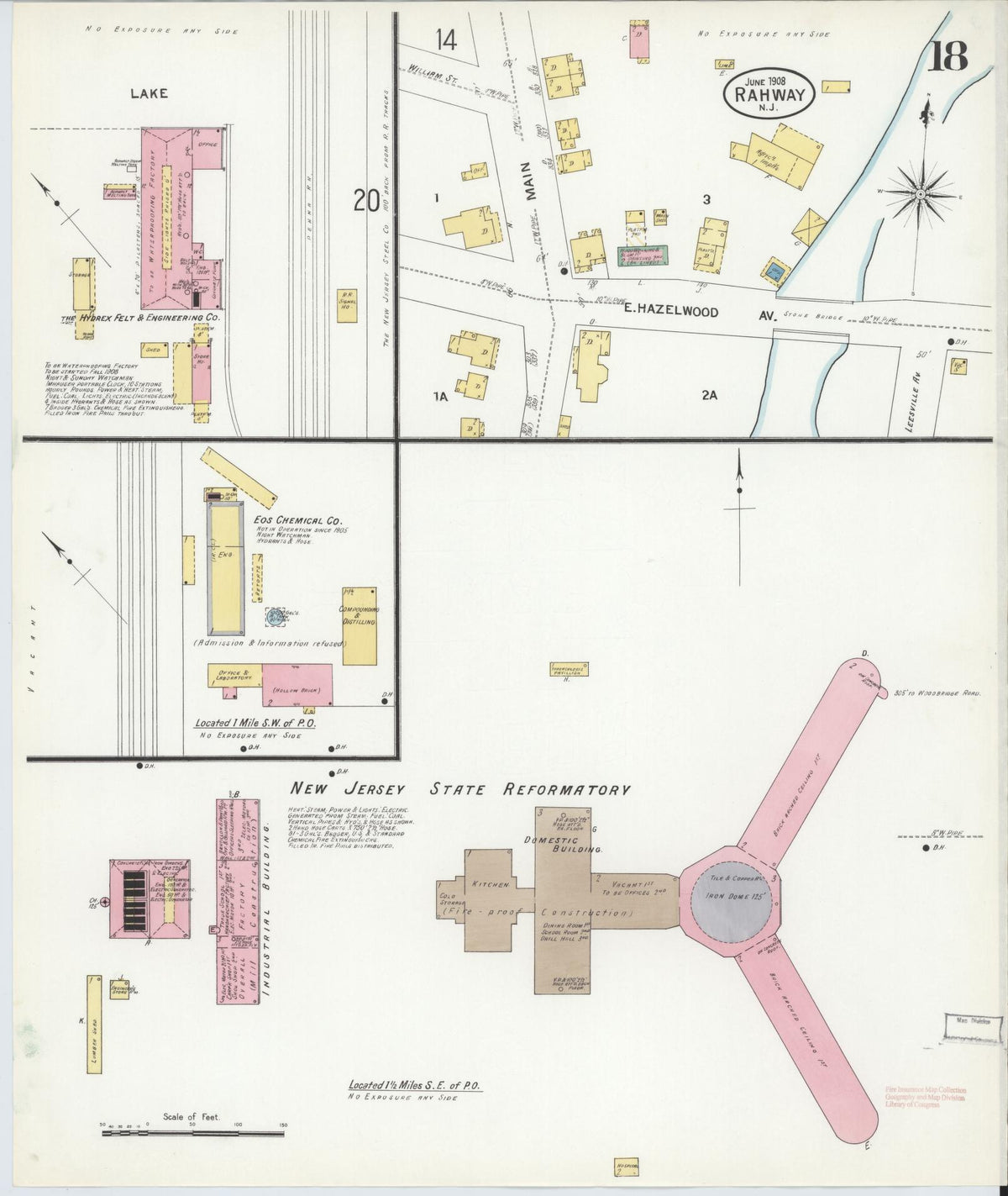 Sanborn Fire Insurance Map from Rahway, Union County, New Jersey (1908), Sheet #0018 - Complete Map Set gallery image, historic Sanborn map, vintage wall art, New Jersey New Jersey