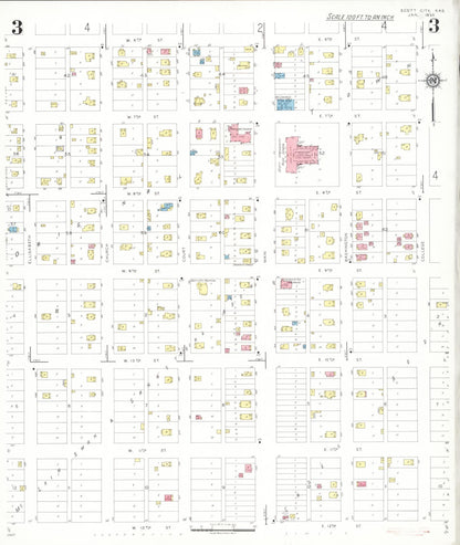 Sanborn Fire Insurance Map from Scott City, Scott County, Kansas (1935), Sheet #0003 - Complete Map Set gallery image, historic Sanborn map, vintage wall art, Kansas Kansas