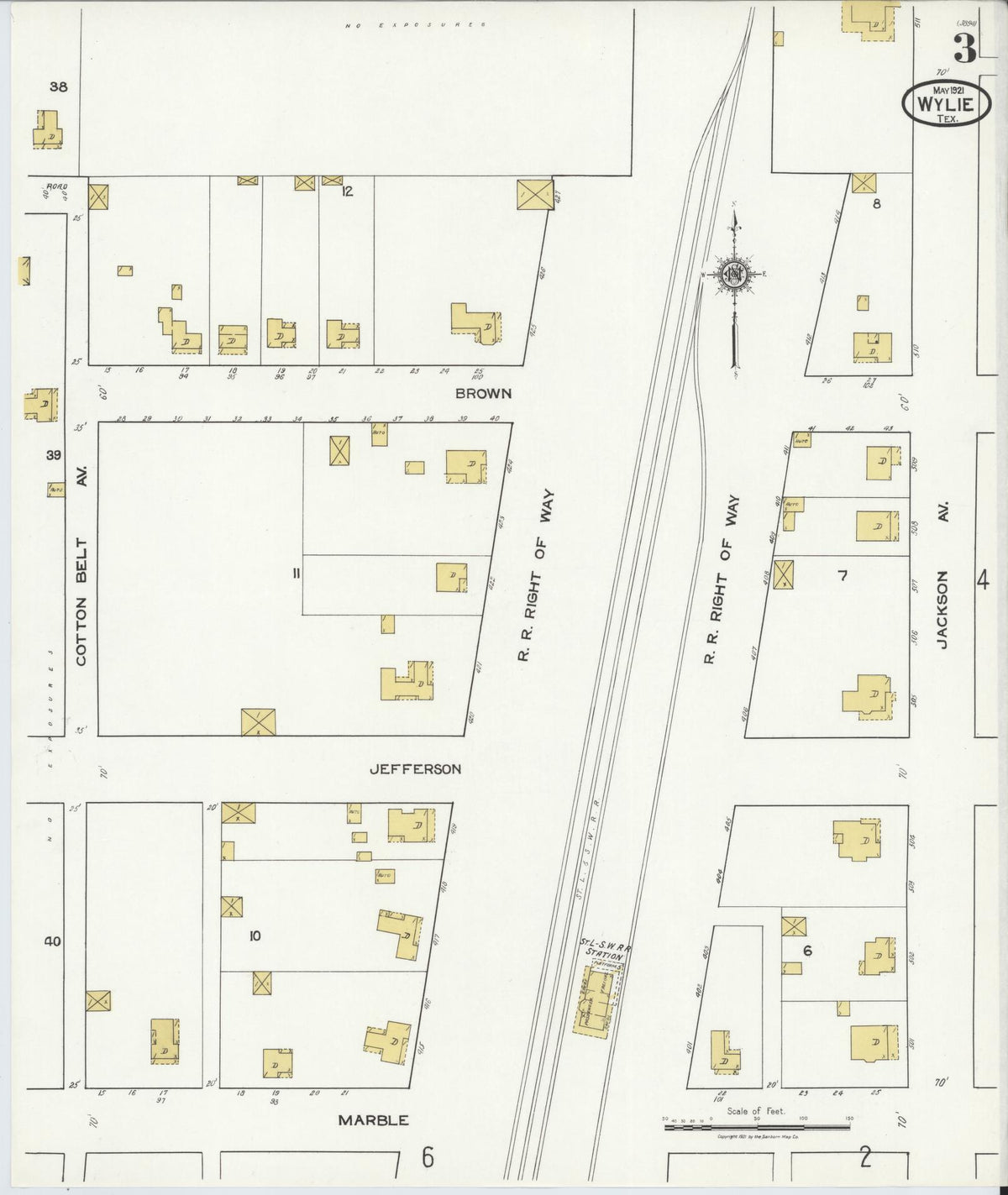 Sanborn Fire Insurance Map from Wylie, Collin County, Texas (1921), Sheet #0003 - Complete Map Set gallery image, historic Sanborn map, vintage wall art, Texas Texas
