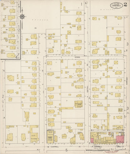 Sanborn Fire Insurance Map from Campbell, Santa Clara County, California (1920), Sheet #0002 - Complete Map Set gallery image, historic Sanborn map, vintage wall art, California California
